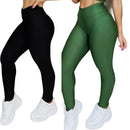 Kit 2 Calças Legging Femininas Suplex Liso Zero Transparência e Cintura Alta