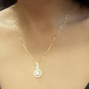 Colar Feminino De Diamante Banhado A Ouro 14k Lumina