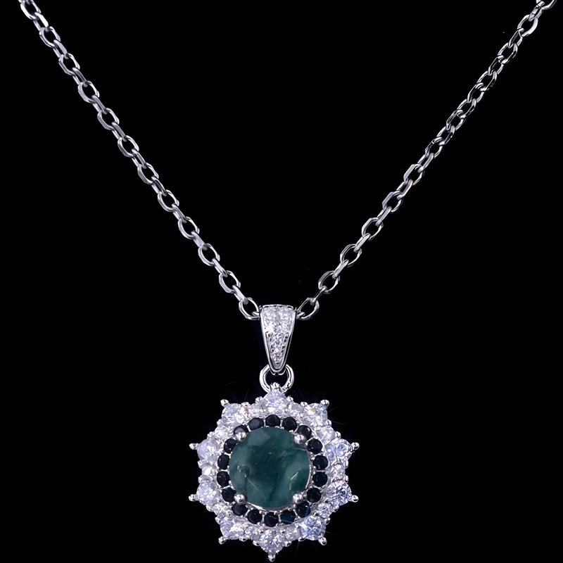 Colar Feminino Luxo Esmeralda Prata