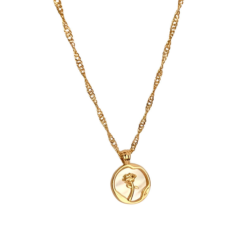 Colar Flor Feminino de Ouro