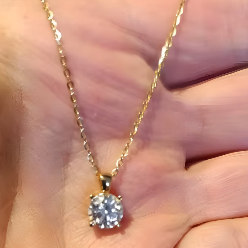 Colar Feminino Solitário Ouro com Zircônia