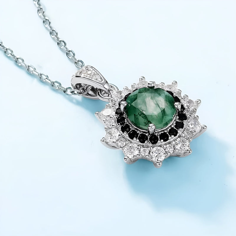 Colar Feminino Luxo Esmeralda Prata