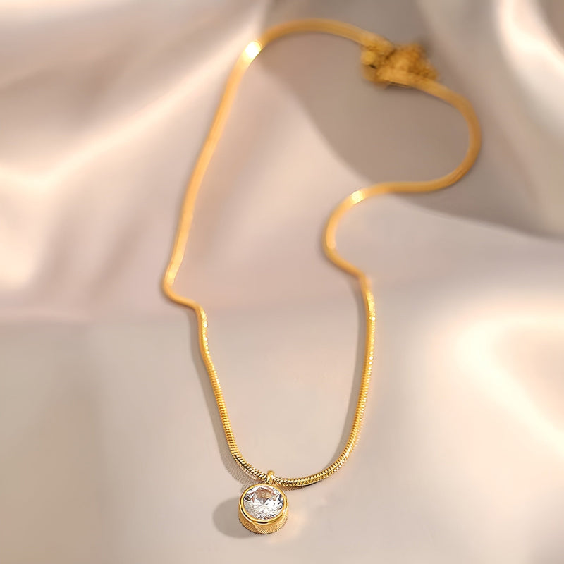 Colar Feminino Banhado A Ouro Com Zircônia