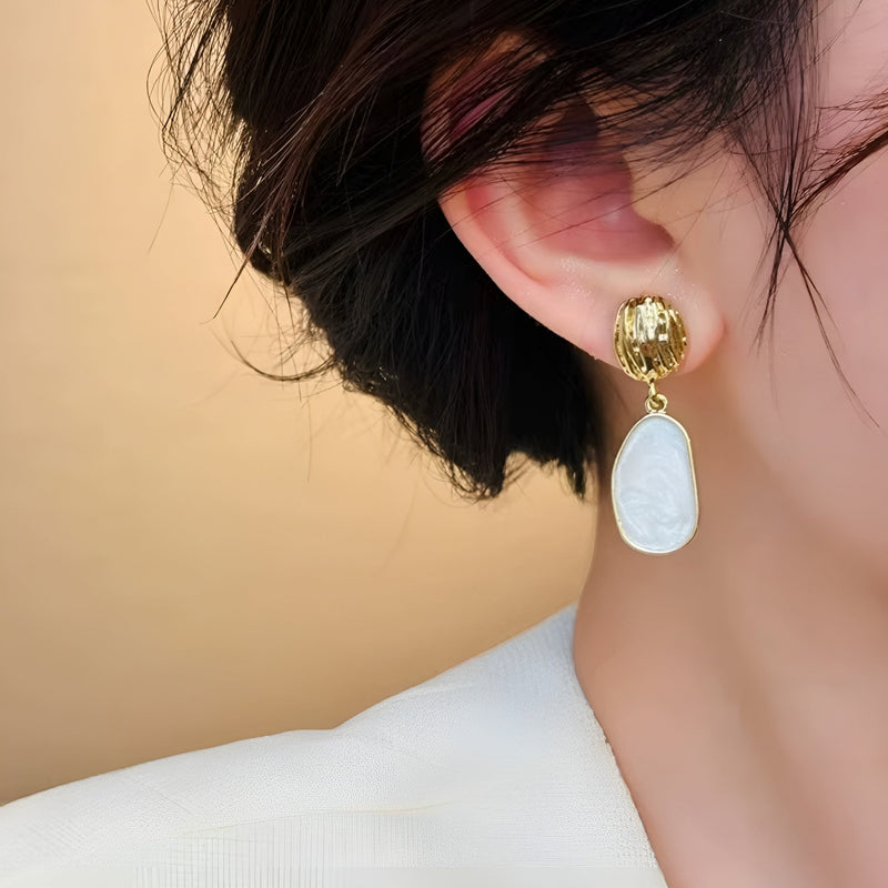 Brinco De Ouro Pêndulo Perolado