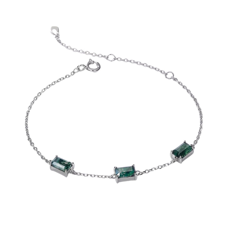 Pulseira Feminina de Prata Esmeralda