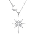 Colar Feminino Lua Estrela Prata