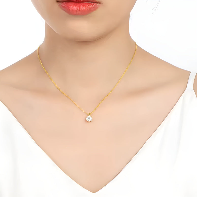 Colar Feminino Solitário Ouro com Zircônia