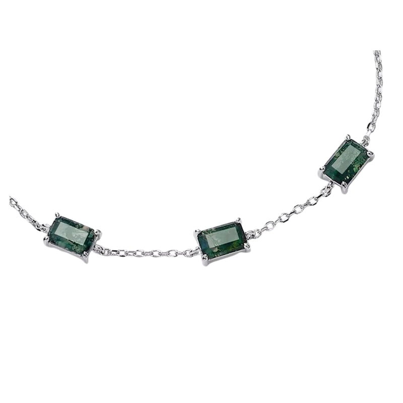 Pulseira Feminina de Prata Esmeralda