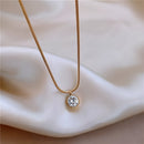 Colar Feminino Banhado A Ouro Com Zircônia