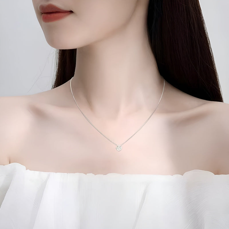 Colar Feminino de Prata Zircônia Ponto de Luz