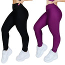 Kit 2 Calças Legging Femininas Suplex Liso Zero Transparência e Cintura Alta
