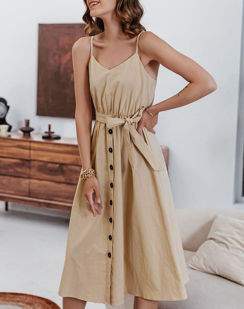 Vestido Midi Summer Com Botões