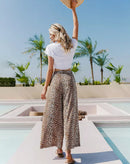 Calça Animal Print Cós Transpassado