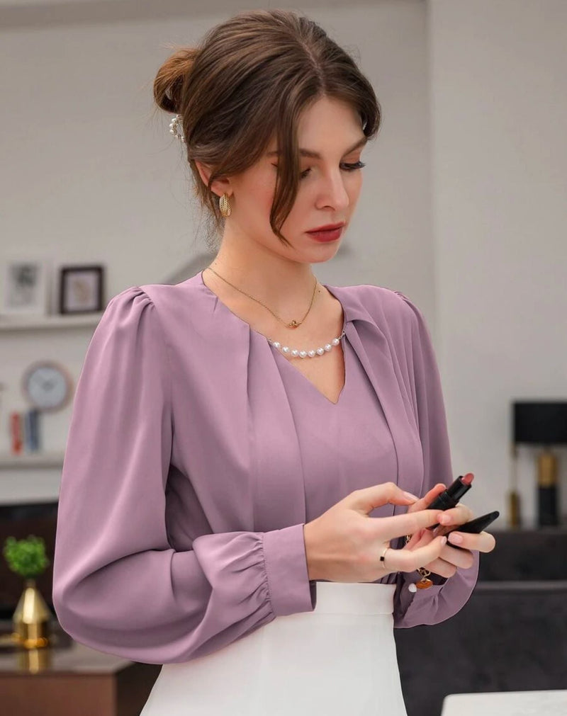 Blusa Olinda Decote V Com Pregas