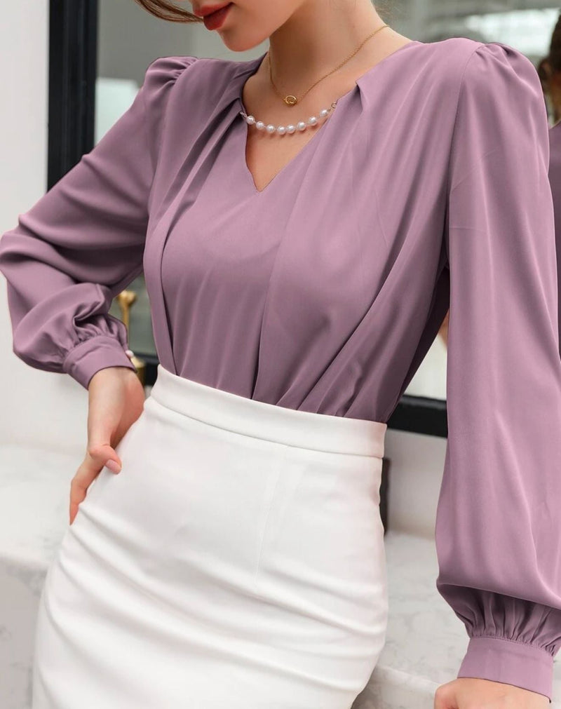 Blusa Olinda Decote V Com Pregas