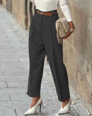 Calça Bamboo com Pregas e Bolsos Laterais