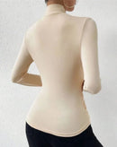 Blusa Curvelo com Gola Transpassada e Mangas Longas