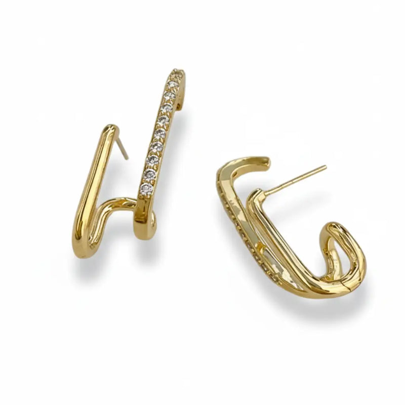 Brinco De Ouro Com Zircônias