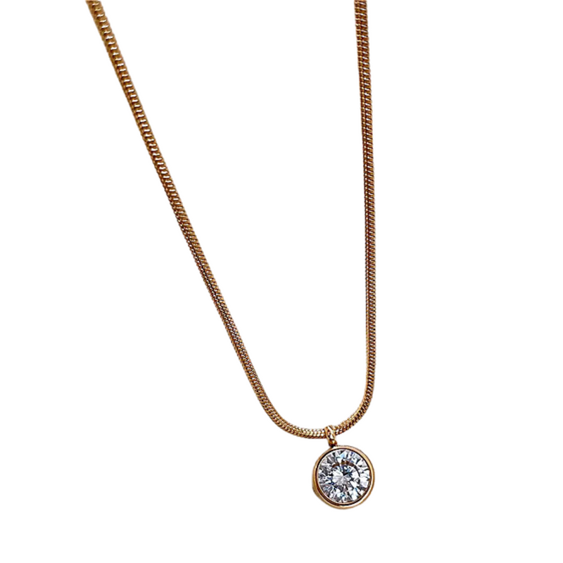 Colar Feminino Banhado A Ouro Com Zircônia