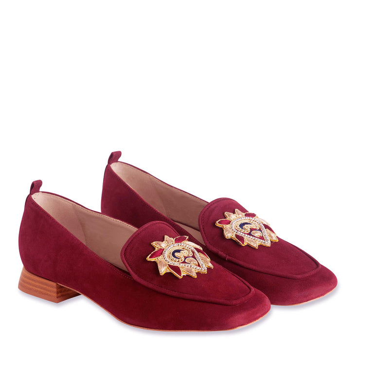 Mocassim Camurça Burgundy Mandala