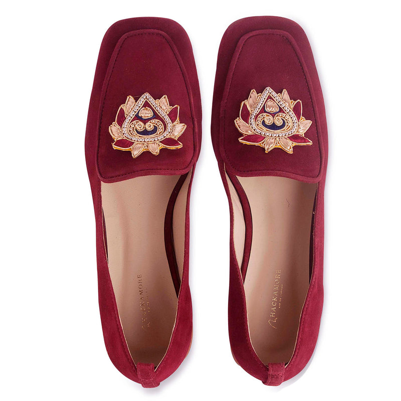 Mocassim Camurça Burgundy Mandala