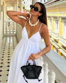 Vestido Longo Itally de Alcinhas e Decote em V