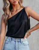 Blusa de Seda Lis de Um Ombro Só