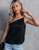 Blusa de Seda Lis de Um Ombro Só