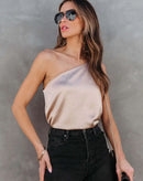 Blusa de Seda Lis de Um Ombro Só