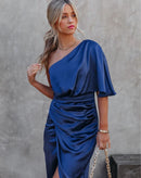 Vestido Midi Malibu de Um Ombro Só