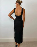 Vestido Midi com Transpasse no pescoço