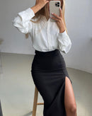 Saia Midi Roma com Fenda Lateral