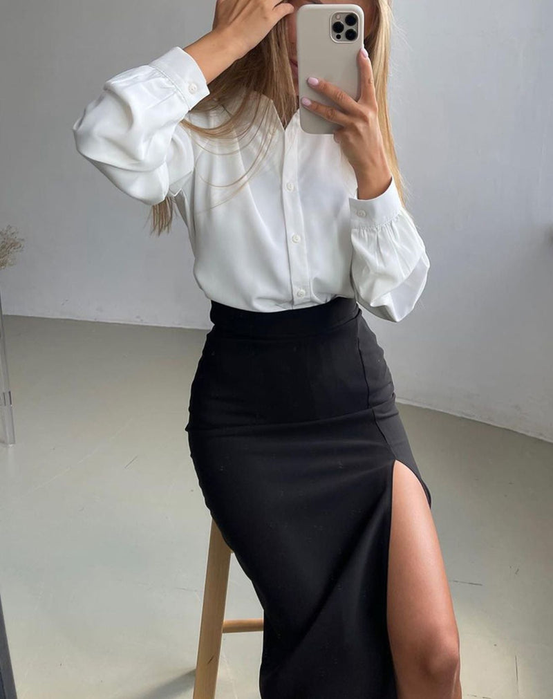 Saia Midi Roma com Fenda Lateral