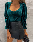 Blusa Sumi de Veludo com Mangas Longas