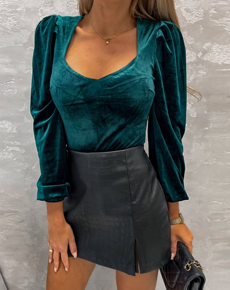 Blusa Sumi de Veludo com Mangas Longas