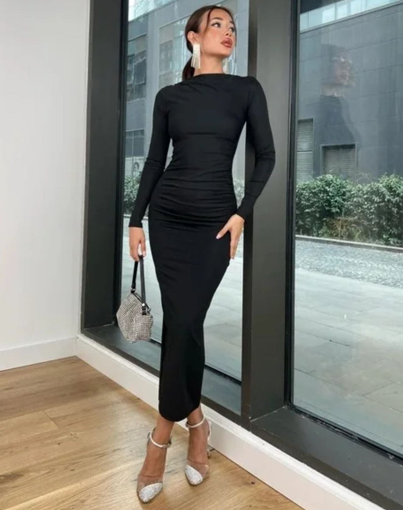 Vestido Longo Amanda com Franzido Frontal