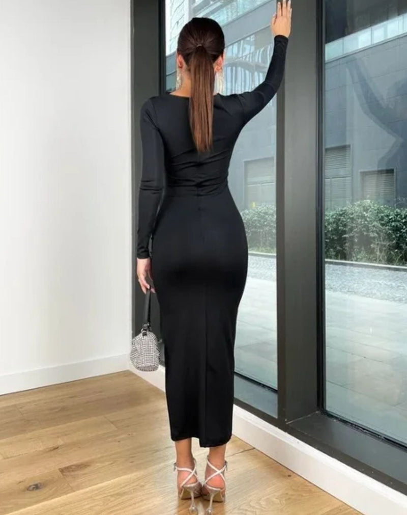 Vestido Longo Amanda com Franzido Frontal