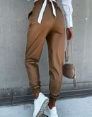 Calça Jogger de Courino com Bolsos Laterais