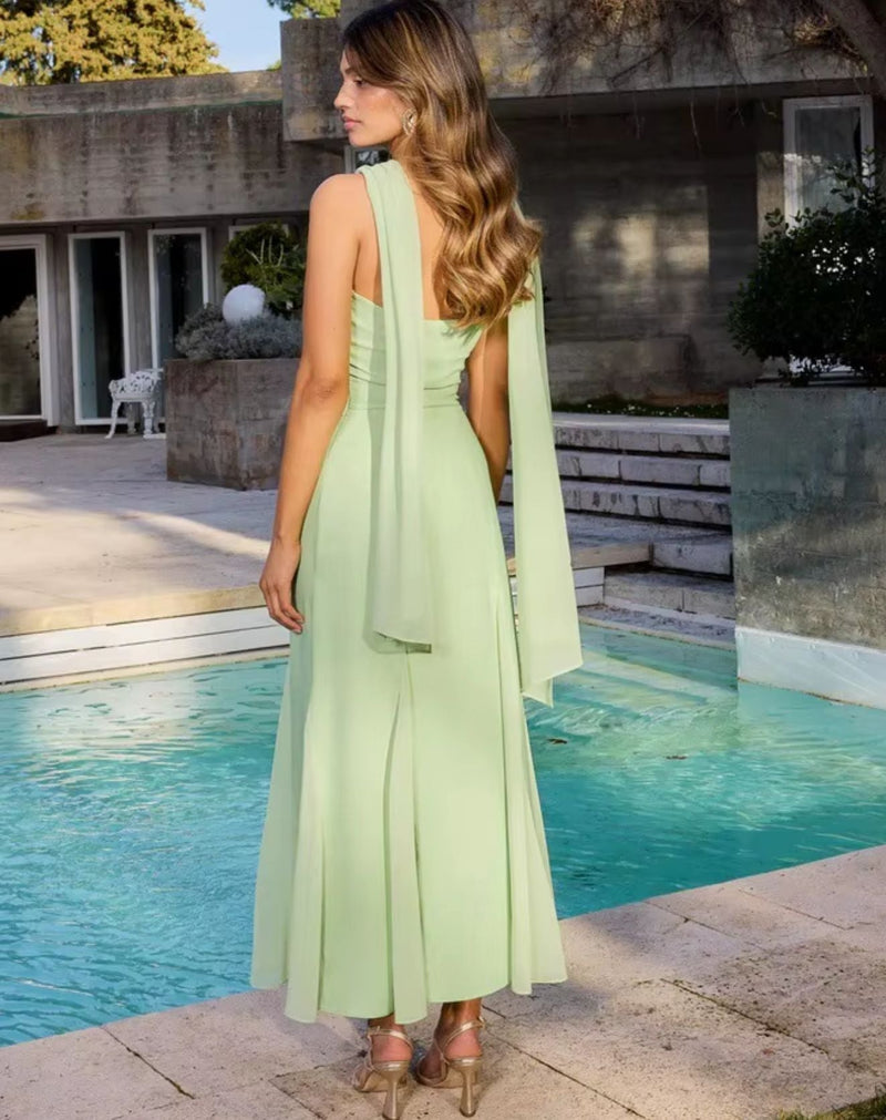 Vestido Midi Campeche com Transpasse Frontal