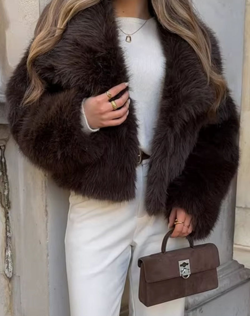 Casaco Curto de Pelos Cappuccino