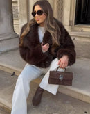 Casaco Curto de Pelos Cappuccino