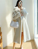 Casaco de Pelos Sobretudo com Bolsos