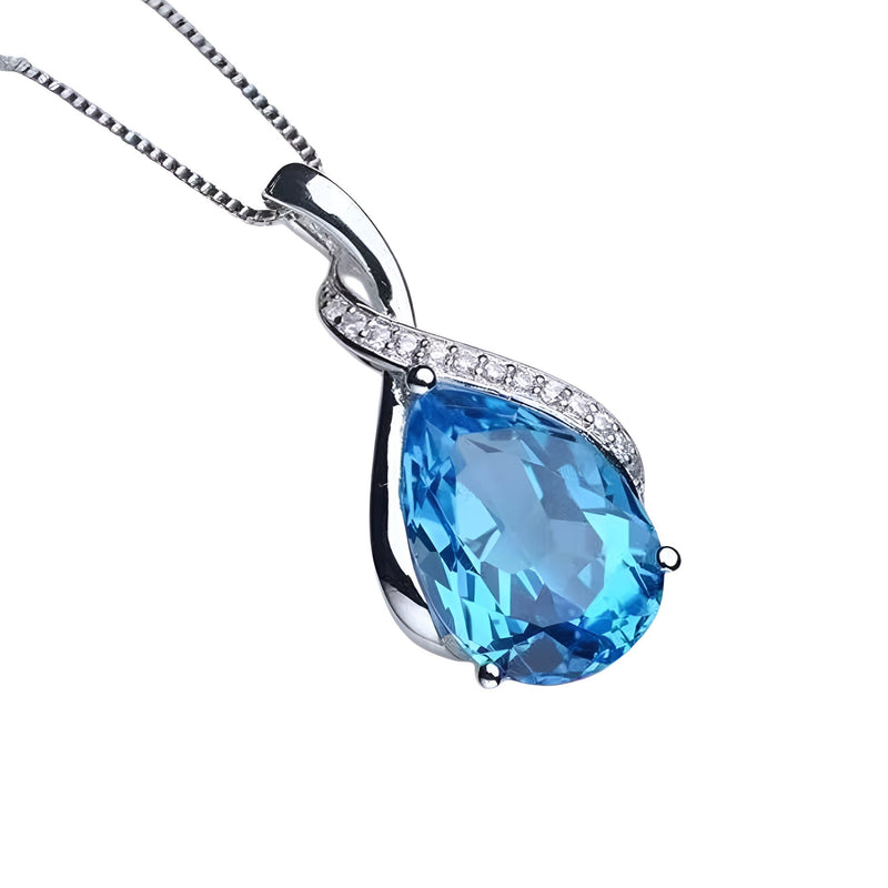 Colar Feminino de Prata Gota Azul
