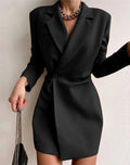 Vestido Curto Estilo Blazer com Mangas Longas