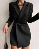 Vestido Curto Estilo Blazer com Mangas Longas