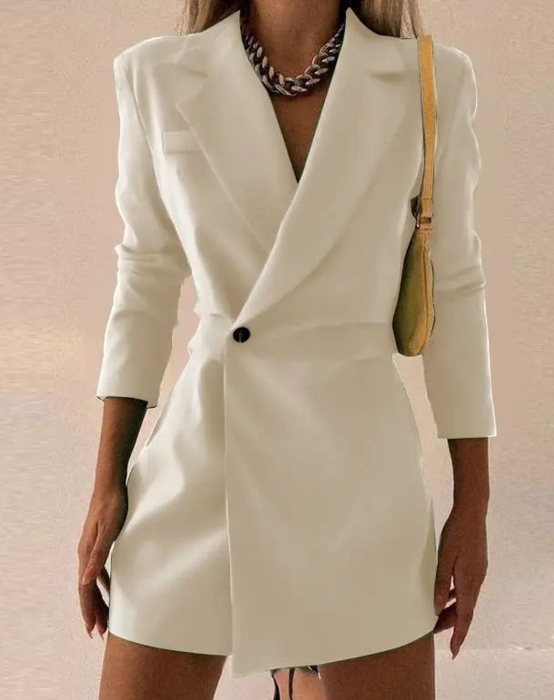 Vestido Curto Estilo Blazer com Mangas Longas