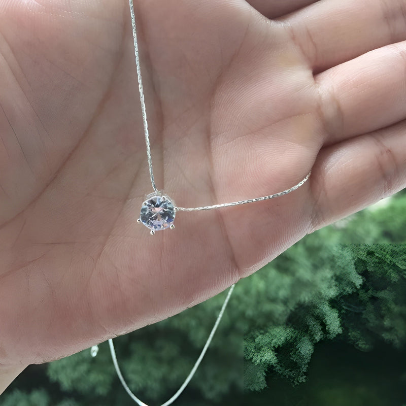 Colar De Prata Com Pingente Zircônia