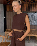 Conjunto de Linho Cropped + Calça Pantacourt