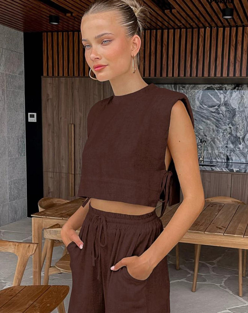 Conjunto de Linho Cropped + Calça Pantacourt