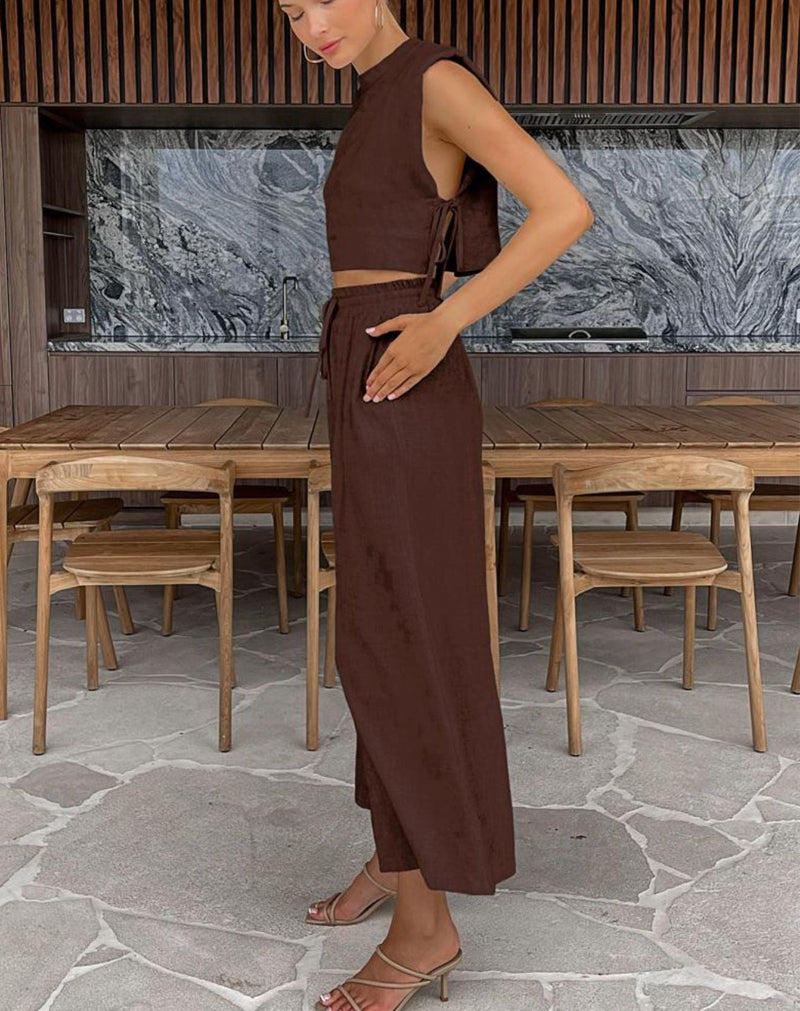 Conjunto de Linho Cropped + Calça Pantacourt